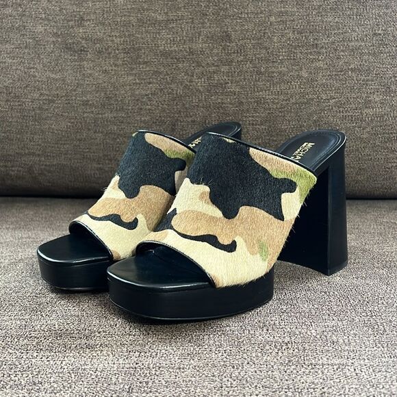 New Michael Kors Black Celeste Platform Sandals Women’s Size 6 in Smokey-Multi - Picture 2 of 15